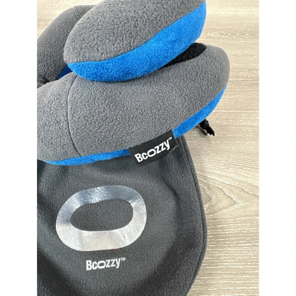 Bcozzy Chin Supporting Travel Neck Pillow Gray Blue Small Kids Storage Bag NWT